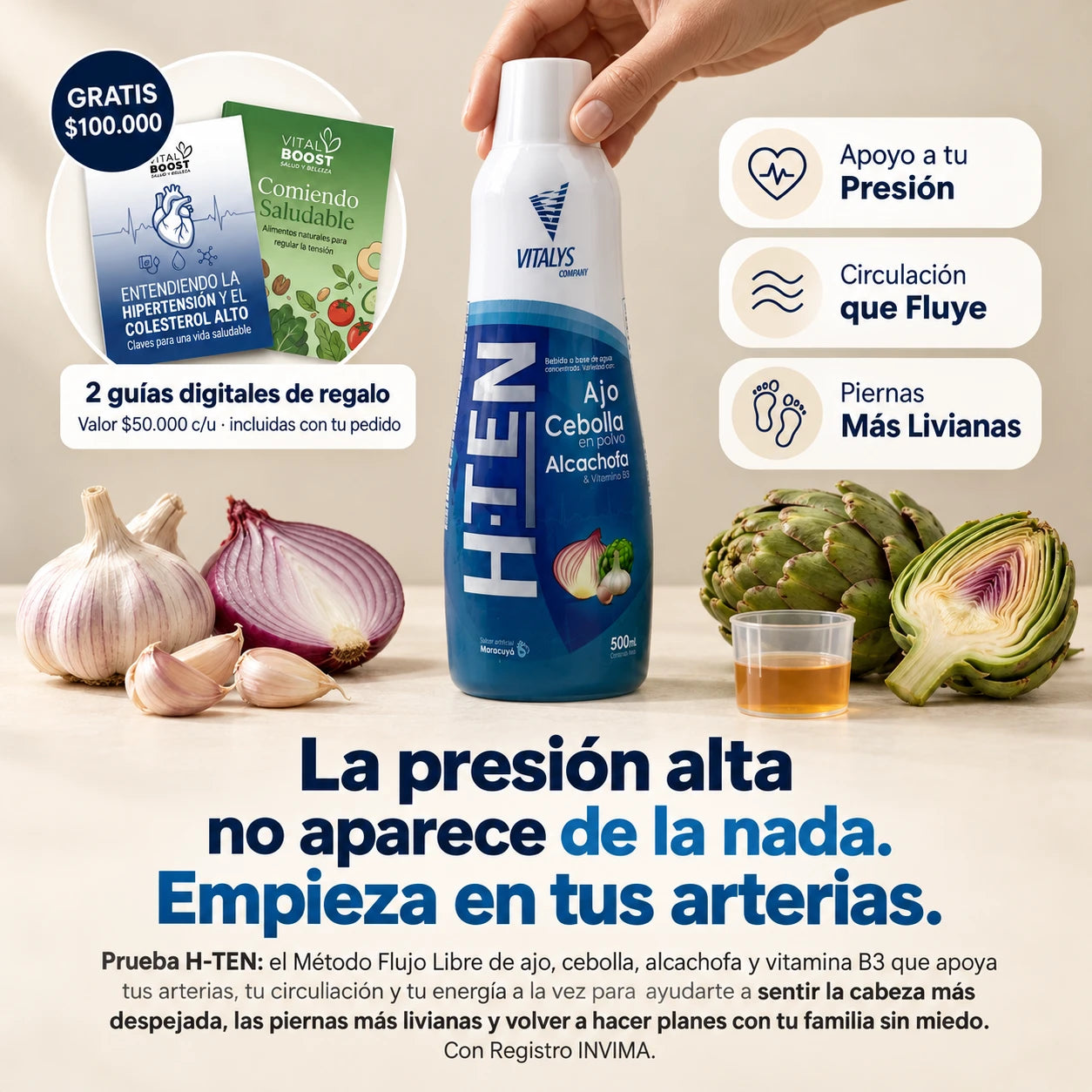 H-TEN con ajo, cebolla, alcachofa y dos guías digitales de regalo